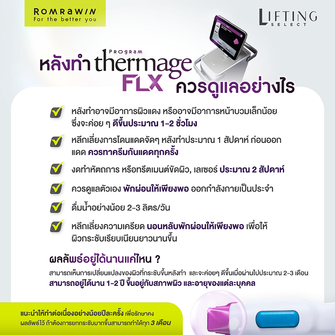 หลังทำ โปรแกรม Thermage FLX ควรดูแลอย่างไร