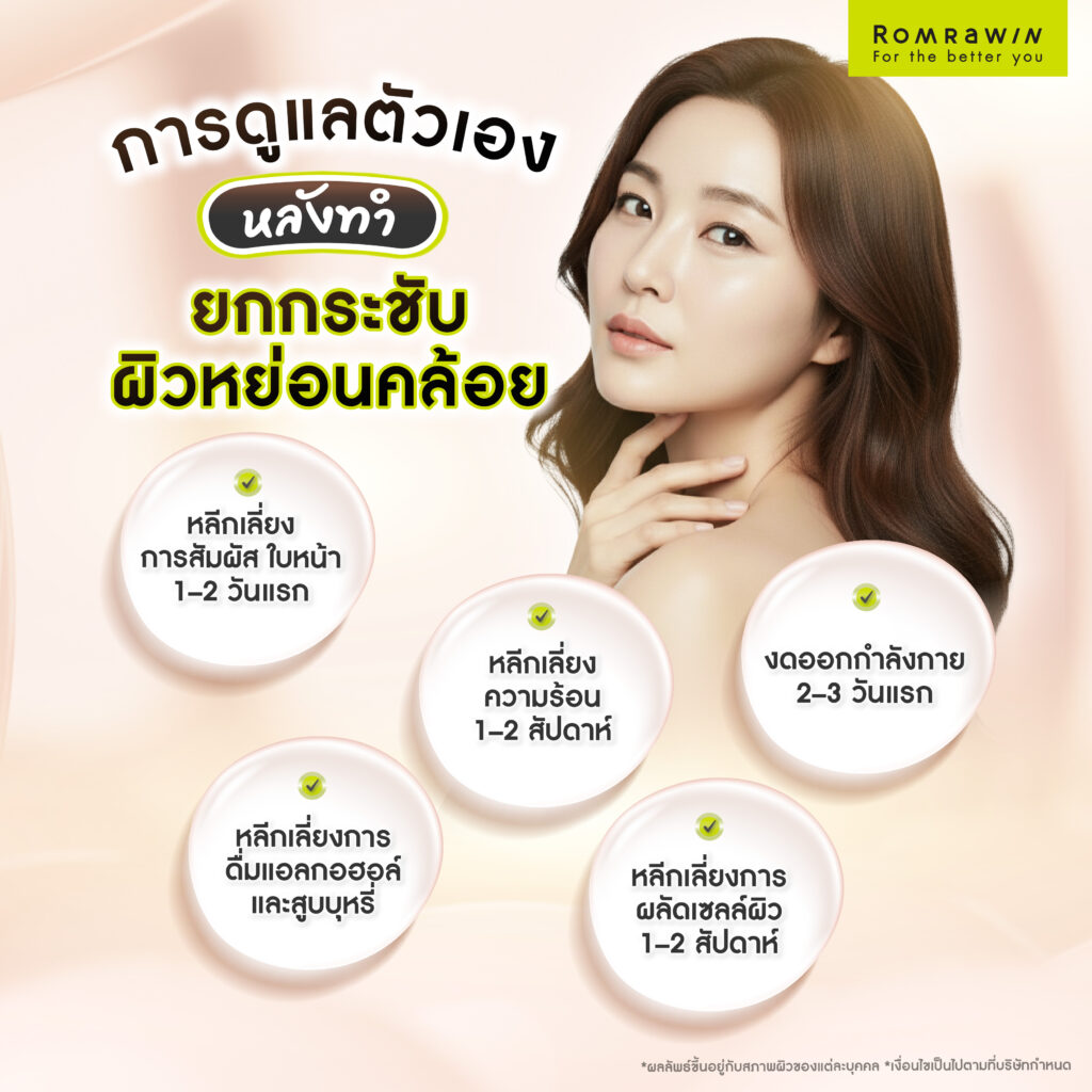 การดูแลหลังตัวเองทำหัตถการยกกระชับผิวหย่อนคล้อย