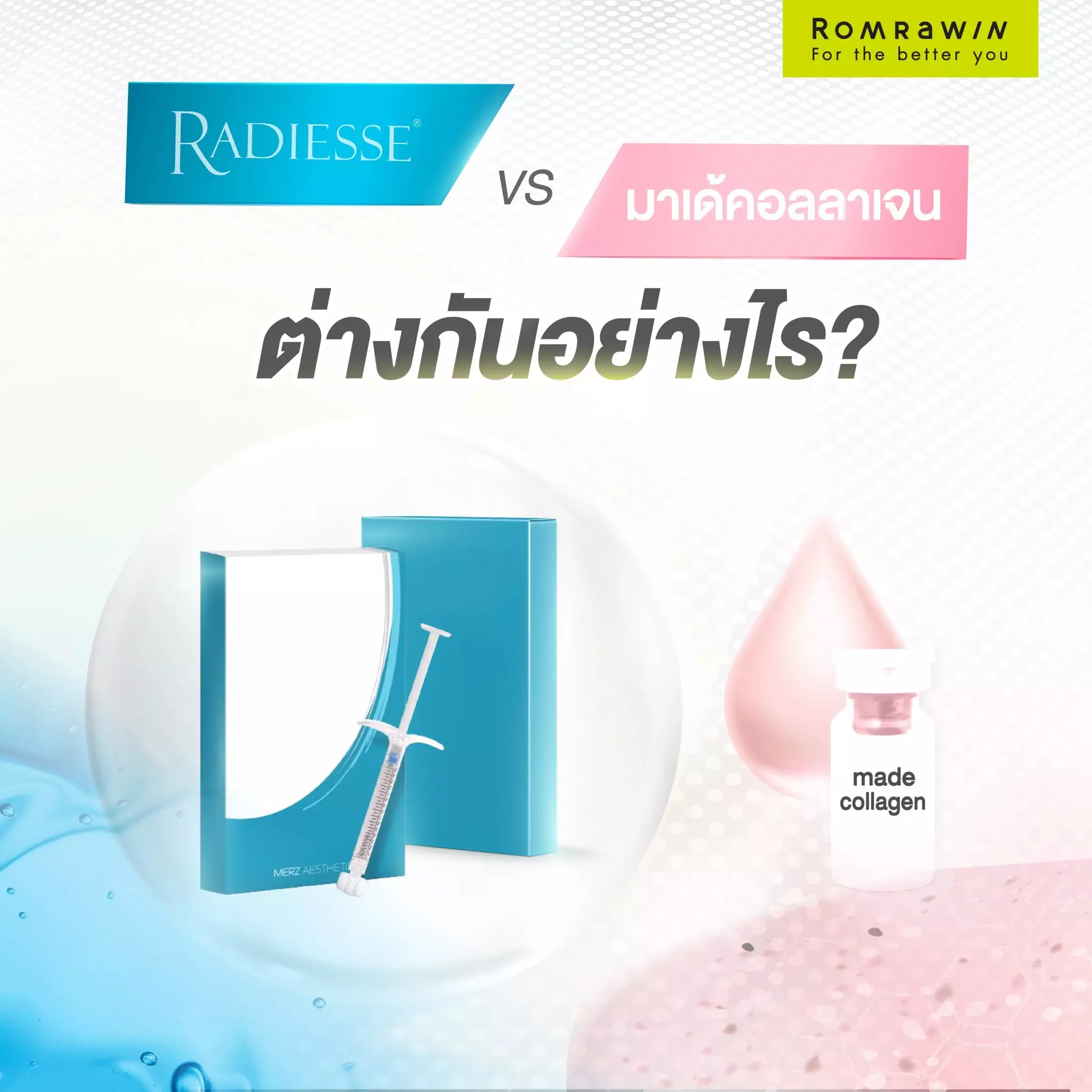 โปรแกรมฉีด Radiesse และ โปรแกรมฉีด Radiesse+ ต่างจาก โปรแกรมฉีด มาเด้คอลลาเจน